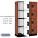 Salsbury 15" Wide Four Tier Designer Wood Locker - 3 Wide - 6 Feet High - 18 Inches Deep - Cherry - Black Resettable Combination Locks - Sweatfully