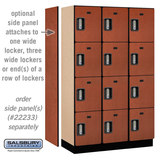 Salsbury 15" Wide Four Tier Designer Wood Locker - 3 Wide - 6 Feet High - 18 Inches Deep - Cherry - Silver Electronic Locks - Sweatfully