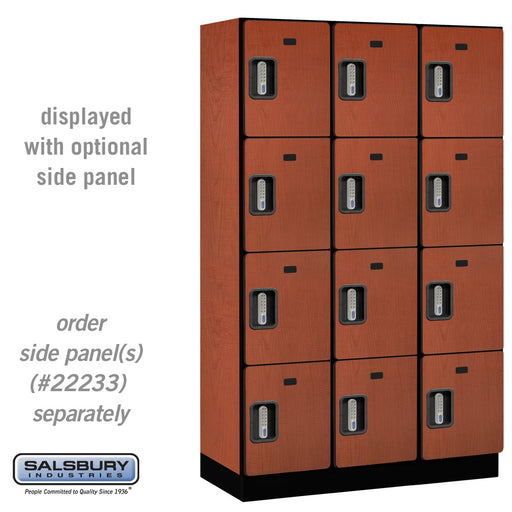 Salsbury 15" Wide Four Tier Designer Wood Locker - 3 Wide - 6 Feet High - 18 Inches Deep - Cherry - Silver Electronic Locks - Sweatfully
