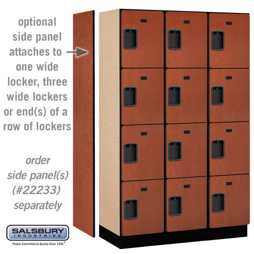 Salsbury 15" Wide Four Tier Designer Wood Locker - 3 Wide - 6 Feet High - 18 Inches Deep - Cherry - Hasps - Sweatfully