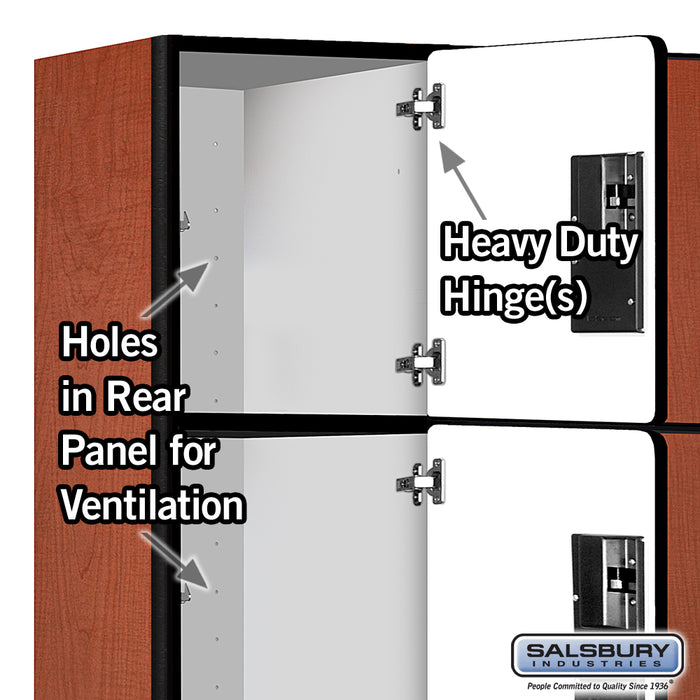 Salsbury 15" Wide Four Tier Designer Wood Locker - 3 Wide - 6 Feet High - 18 Inches Deep - Cherry - Hasps - Sweatfully