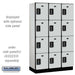 Salsbury 15" Wide Four Tier Designer Wood Locker - 3 Wide - 6 Feet High - 18 Inches Deep - Gray - Black Electronic Locks - Sweatfully