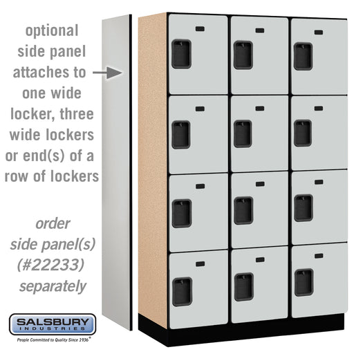 Salsbury 15" Wide Four Tier Designer Wood Locker - 3 Wide - 6 Feet High - 18 Inches Deep - Gray - Hasps - Sweatfully