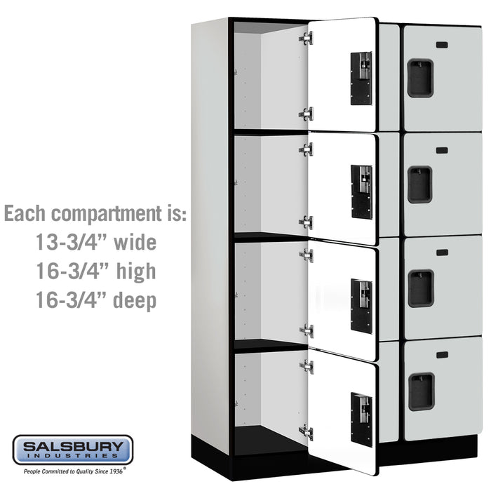 Salsbury 15" Wide Four Tier Designer Wood Locker - 3 Wide - 6 Feet High - 18 Inches Deep - Gray - Hasps - Sweatfully
