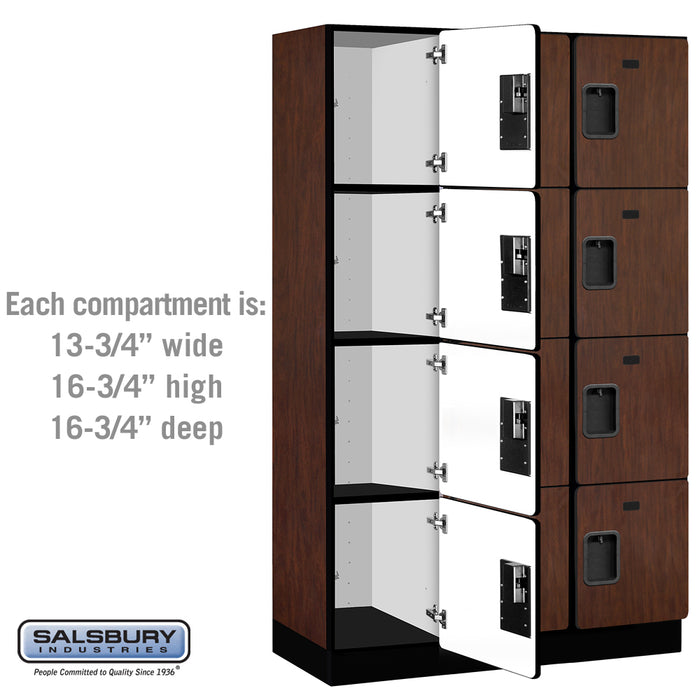 Salsbury 15" Wide Four Tier Designer Wood Locker - 3 Wide - 6 Feet High - 18 Inches Deep - Mahogany - Hasps - Sweatfully
