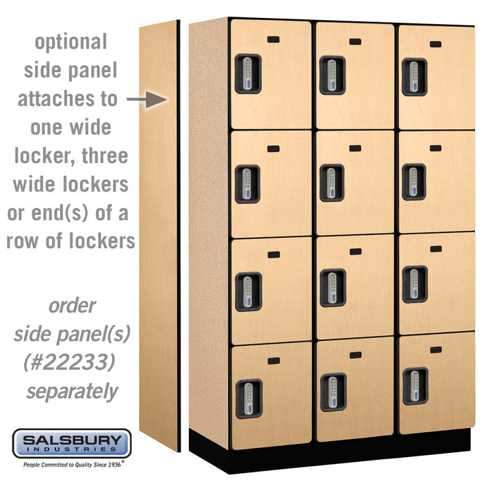 Salsbury 15" Wide Four Tier Designer Wood Locker - 3 Wide - 6 Feet High - 18 Inches Deep - Maple - Silver Electronic Locks - Sweatfully