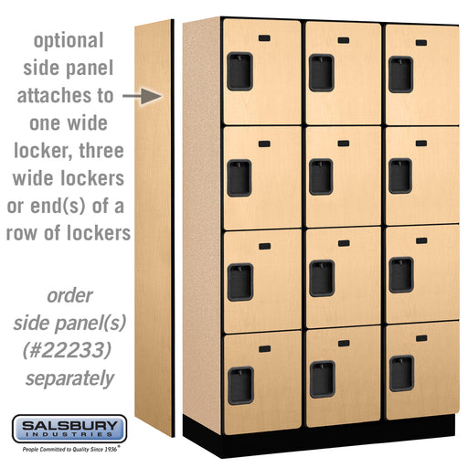 Salsbury 15" Wide Four Tier Designer Wood Locker - 3 Wide - 6 Feet High - 18 Inches Deep - Maple - Hasps - Sweatfully