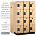 Salsbury 15" Wide Four Tier Designer Wood Locker - 3 Wide - 6 Feet High - 18 Inches Deep - Maple - Hasps - Sweatfully