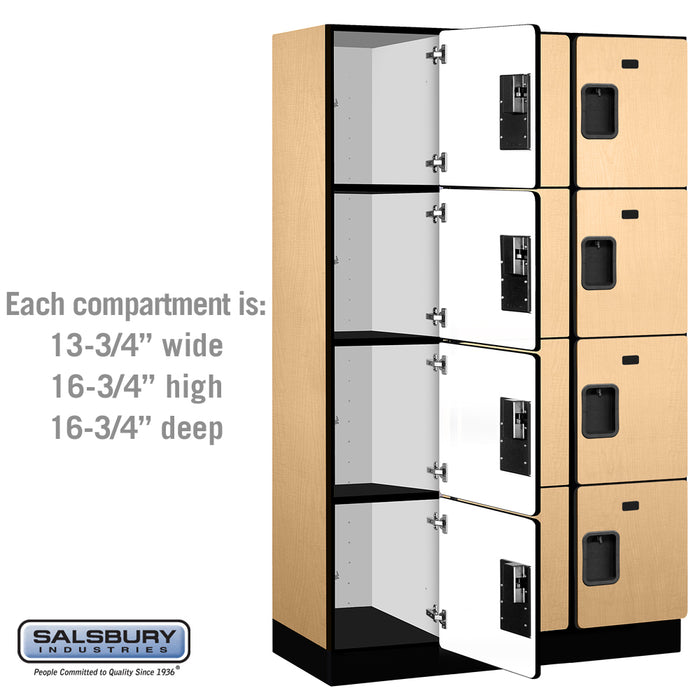 Salsbury 15" Wide Four Tier Designer Wood Locker - 3 Wide - 6 Feet High - 18 Inches Deep - Maple - Hasps - Sweatfully