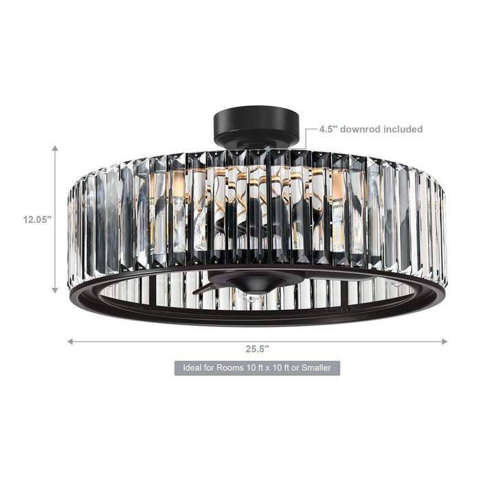26" Henslee Modern DC Motor Reversible Crystal Fandelier Ceiling Fan with Lighting - Sweatfully