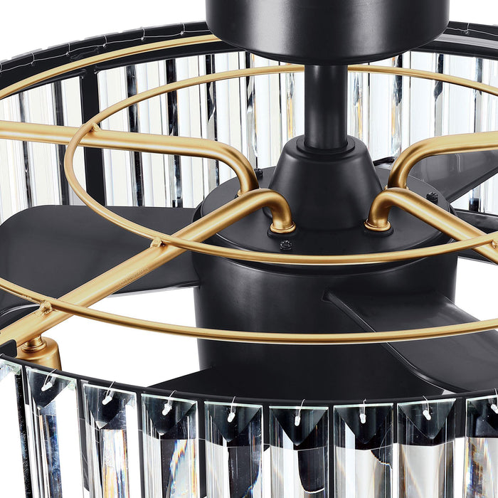 26" Henslee Modern DC Motor Reversible Crystal Fandelier Ceiling Fan with Lighting - Sweatfully