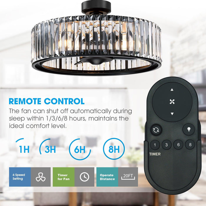 26" Henslee Modern DC Motor Reversible Crystal Fandelier Ceiling Fan with Lighting - Sweatfully
