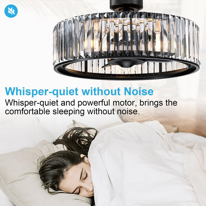 26" Henslee Modern DC Motor Reversible Crystal Fandelier Ceiling Fan with Lighting - Sweatfully