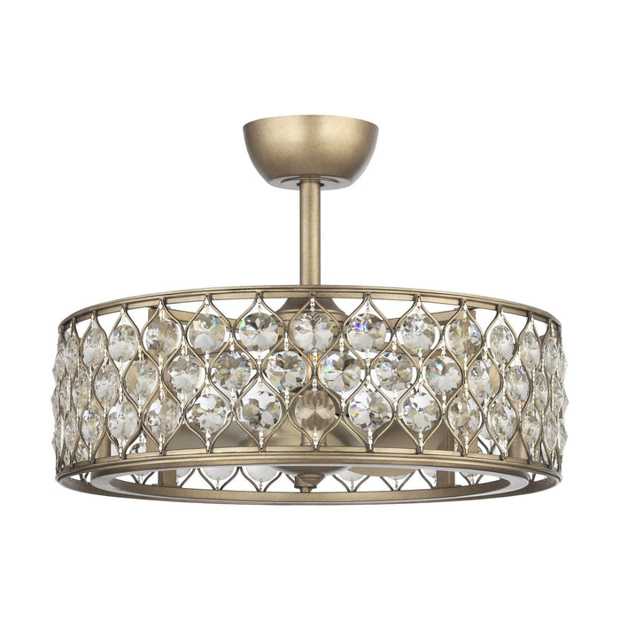 25" Modern Downrod Mount Crystal Fandelier with Lighting and Remote Control - Sweatfully