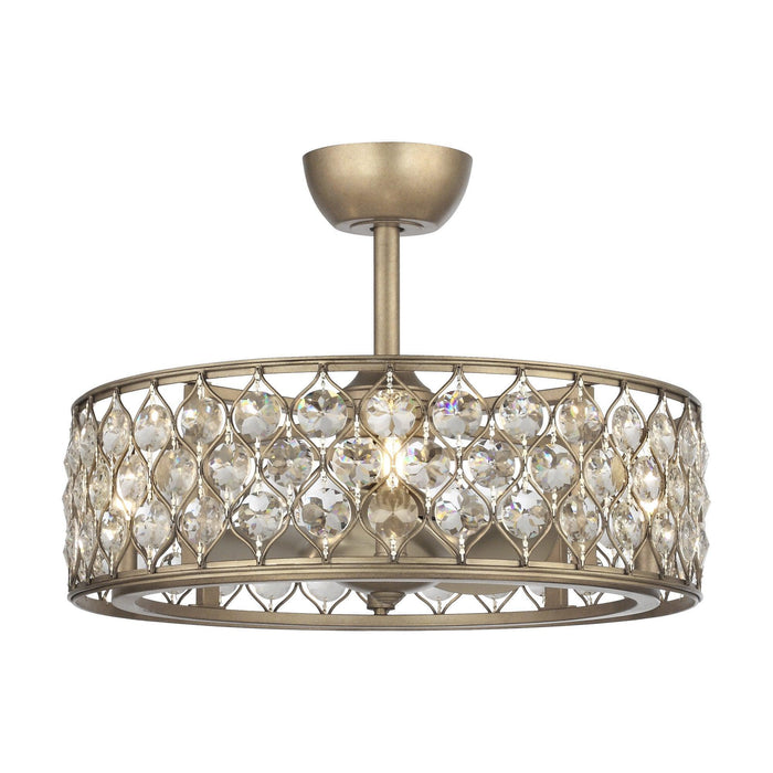 25" Modern Downrod Mount Crystal Fandelier with Lighting and Remote Control - Sweatfully