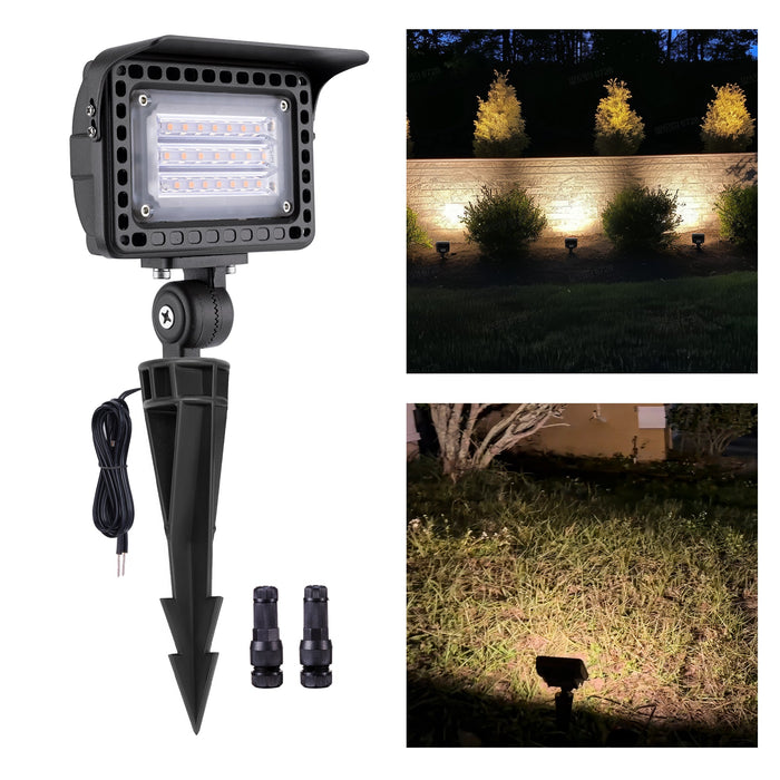 Gardenreet Outdoor Flood Light , Dimmable Integrated LED, Die-cast Aluminum, 7/12/20W 2700K, 12V Low Voltage, Waterproof Security Light Landscape Fixture with Adjustable Angle Arm and Rotating Lamp Shades (2507) - Sweatfully