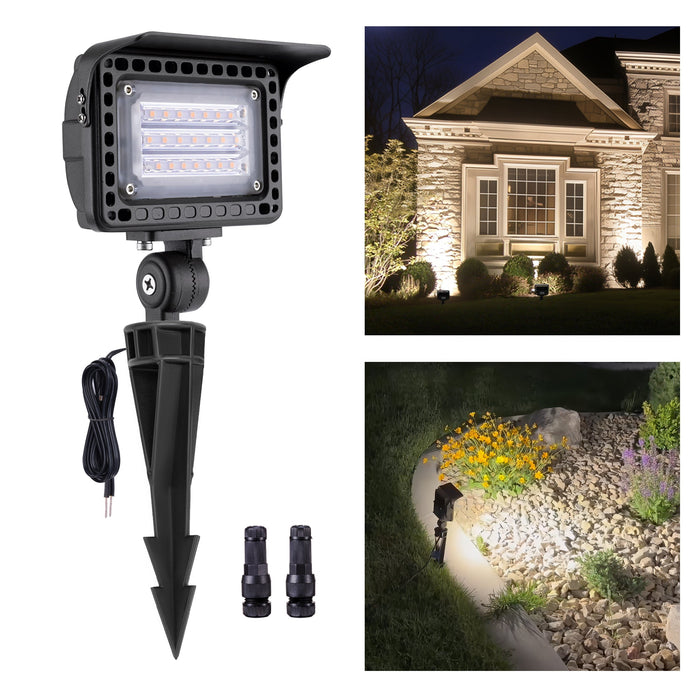 Gardenreet Outdoor Flood Light , Dimmable Integrated LED, Die-cast Aluminum, 7/12/20W 2700K, 12V Low Voltage, Waterproof Security Light Landscape Fixture with Adjustable Angle Arm and Rotating Lamp Shades (2507) - Sweatfully
