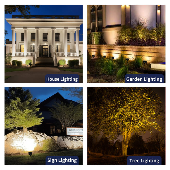 Gardenreet Outdoor Flood Light , Dimmable Integrated LED, Die-cast Aluminum, 7/12/20W 2700K, 12V Low Voltage, Waterproof Security Light Landscape Fixture with Adjustable Angle Arm and Rotating Lamp Shades (2507) - Sweatfully