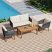 4 Pieces Outdoor Furniture Set with Loveseat, Patio Rope Conversation Set with Cushions for Backyard, Poolside, Garden - Sweatfully