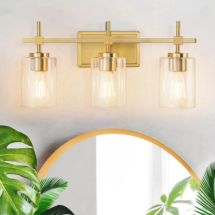 Jasper Modern Clear Glass 3-Light Bathroom Vanity Light - Sweatfully