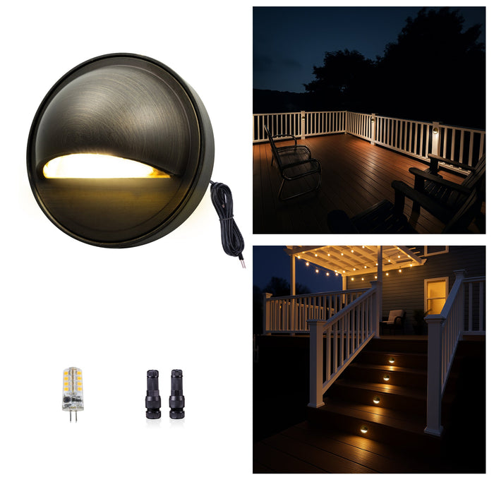 Gardenreet Solid Brass Low Voltage Landscape LED Deck Lights for Outdoor House Wall Step Lamp without G4 Bulb - Bronze/Black(2601) - Sweatfully