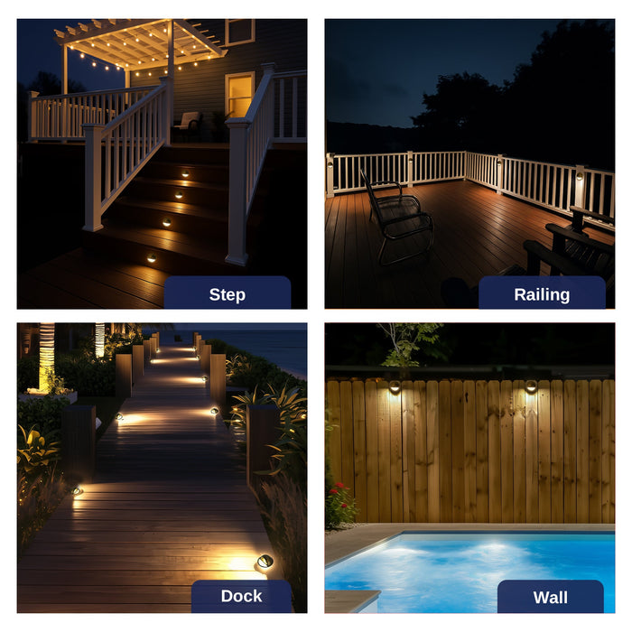 Gardenreet Solid Brass Low Voltage Landscape LED Deck Lights for Outdoor House Wall Step Lamp without G4 Bulb - Bronze/Black(2601) - Sweatfully