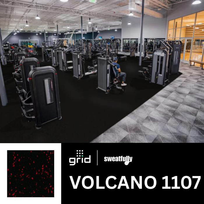 Grid Regrind Rubber Bull Tiles CORE Series Rubber Flooring with Flecks (1 sq. ft.)