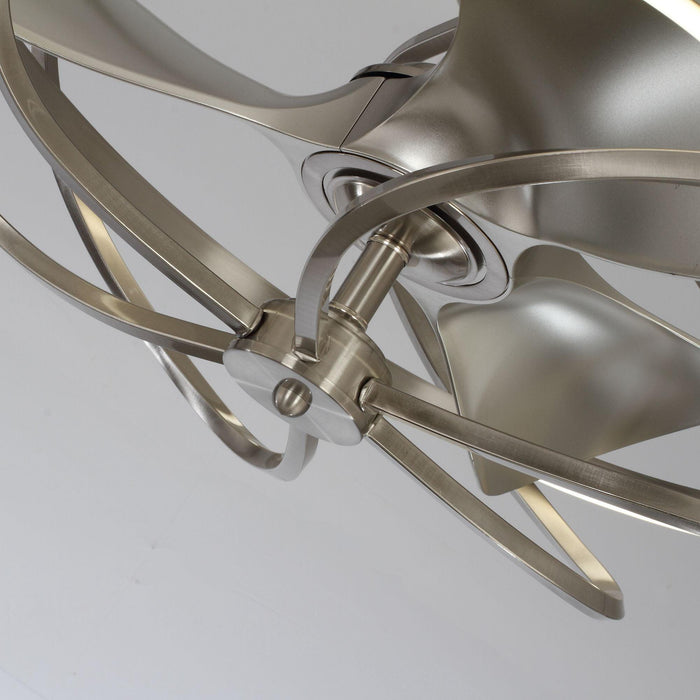 27" Bucholz Industrial DC Motor Brushed Nickel Downrod Mount Reversible Ceiling Fan with Lighting and Remote Control - Sweatfully