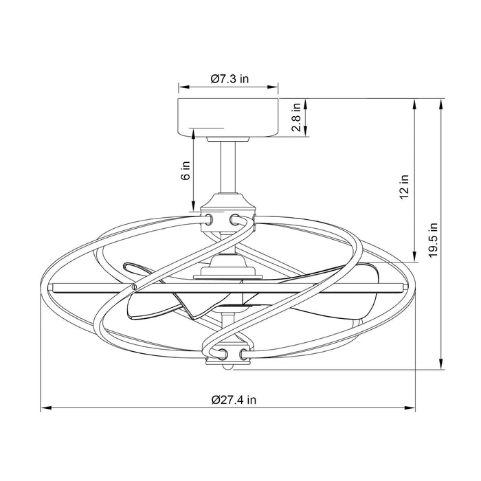 27" Bucholz Industrial DC Motor Brushed Nickel Downrod Mount Reversible Ceiling Fan with Lighting and Remote Control - Sweatfully