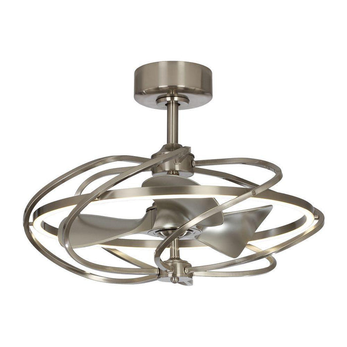 27" Bucholz Industrial DC Motor Brushed Nickel Downrod Mount Reversible Ceiling Fan with Lighting and Remote Control - Sweatfully