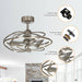 27" Bucholz Industrial DC Motor Brushed Nickel Downrod Mount Reversible Ceiling Fan with Lighting and Remote Control - Sweatfully