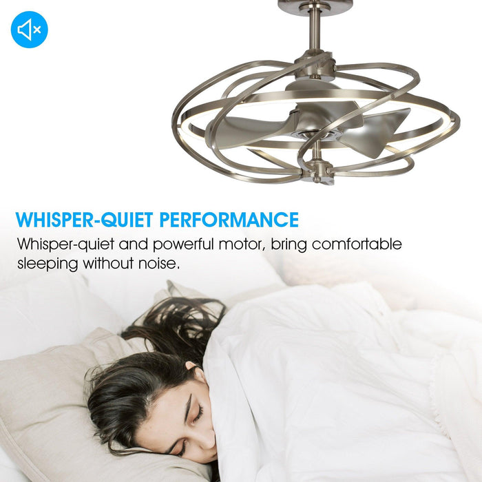 27" Bucholz Industrial DC Motor Brushed Nickel Downrod Mount Reversible Ceiling Fan with Lighting and Remote Control - Sweatfully