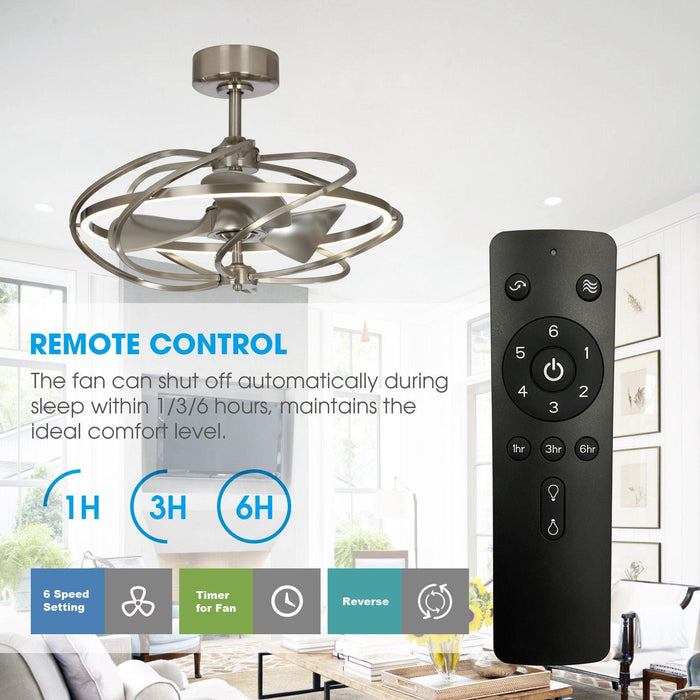 27" Bucholz Industrial DC Motor Brushed Nickel Downrod Mount Reversible Ceiling Fan with Lighting and Remote Control - Sweatfully