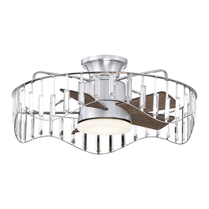 27" Modern Brush Nickel Flush Mount Reversible Ceiling Fan with Lighting and Remote Control - Sweatfully