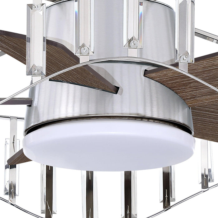 27" Modern Brush Nickel Flush Mount Reversible Ceiling Fan with Lighting and Remote Control - Sweatfully