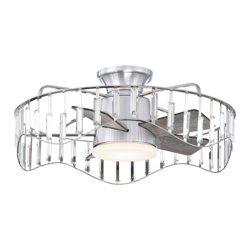 27" Modern Brush Nickel Flush Mount Reversible Ceiling Fan with Lighting and Remote Control - Sweatfully