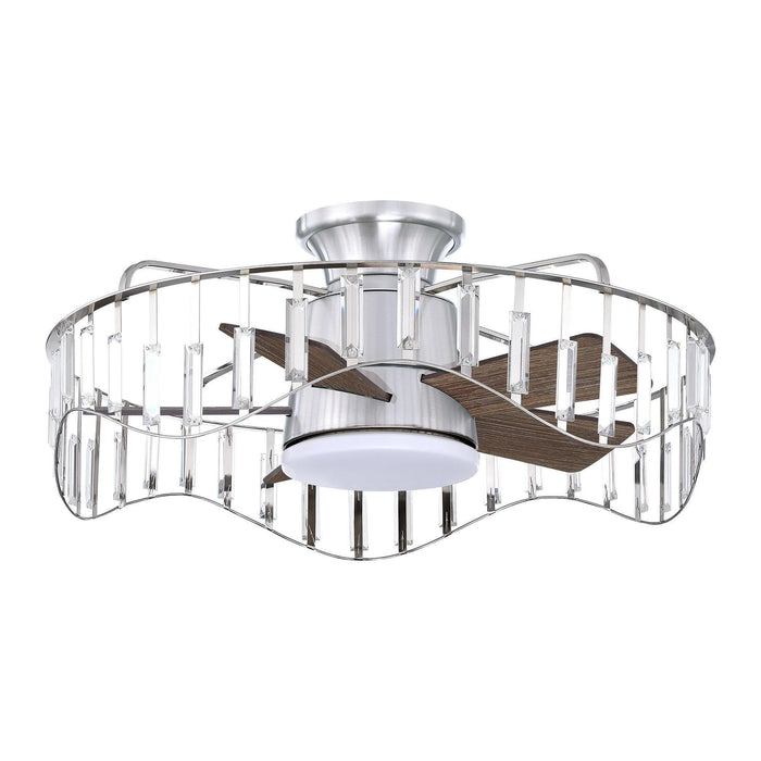 27" Modern Brush Nickel Flush Mount Reversible Ceiling Fan with Lighting and Remote Control - Sweatfully