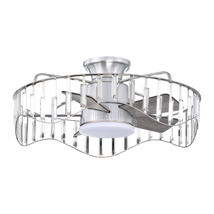 27" Modern Brush Nickel Flush Mount Reversible Ceiling Fan with Lighting and Remote Control - Sweatfully