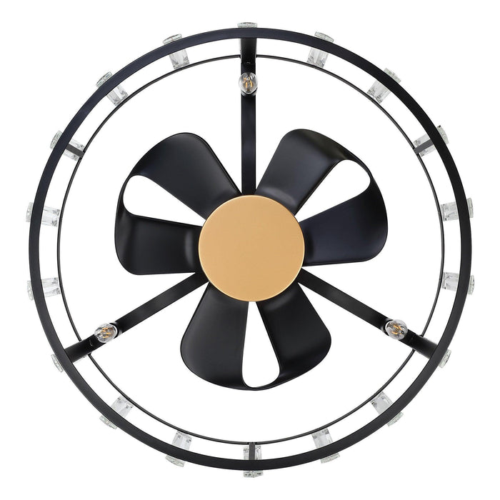 27" Modern DC Motor Downrod Mount Reversible Crystal Ceiling Fan with Lighting and Remote Control - Sweatfully