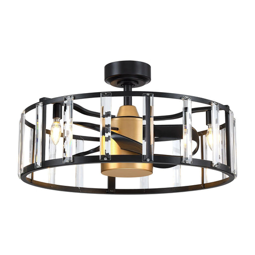 27" Modern DC Motor Downrod Mount Reversible Crystal Ceiling Fan with Lighting and Remote Control - Sweatfully