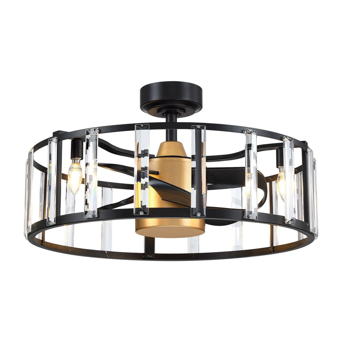 27" Modern DC Motor Downrod Mount Reversible Crystal Ceiling Fan with Lighting and Remote Control - Sweatfully