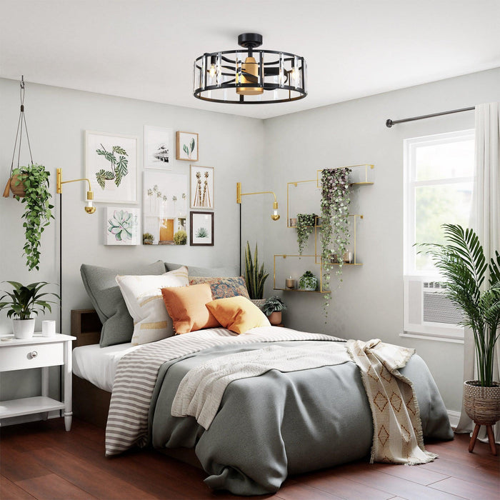 27" Modern DC Motor Downrod Mount Reversible Crystal Ceiling Fan with Lighting and Remote Control - Sweatfully