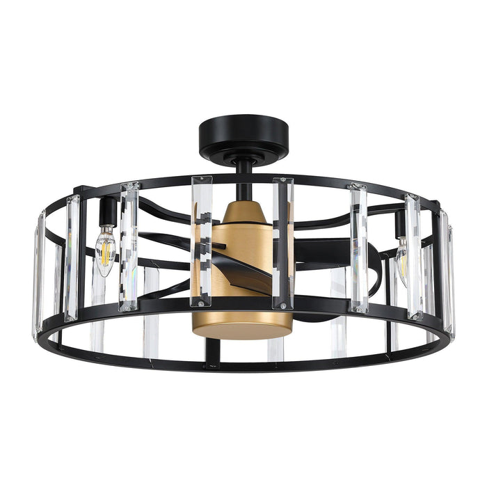 27" Modern DC Motor Downrod Mount Reversible Crystal Ceiling Fan with Lighting and Remote Control - Sweatfully
