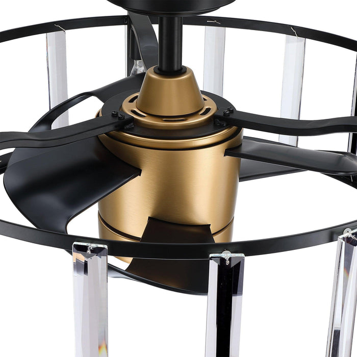27" Modern DC Motor Downrod Mount Reversible Crystal Ceiling Fan with Lighting and Remote Control - Sweatfully
