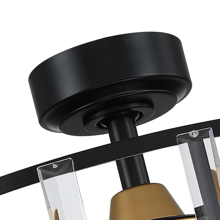 27" Modern DC Motor Downrod Mount Reversible Crystal Ceiling Fan with Lighting and Remote Control - Sweatfully