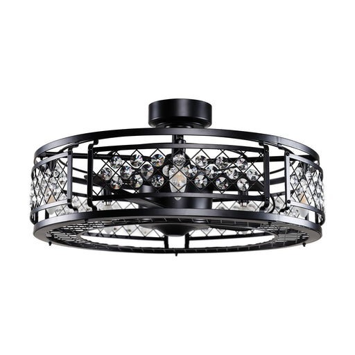27" Wright Modern DC Motor Downrod Mount Reversible Crystal Ceiling Fan with Lighting and Remote Control - Sweatfully