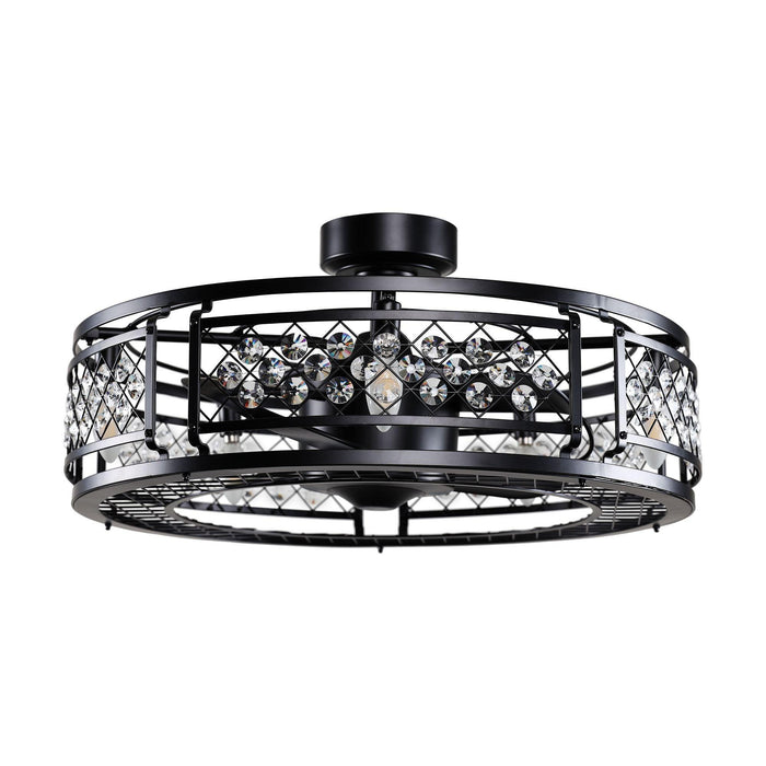 27" Wright Modern DC Motor Downrod Mount Reversible Crystal Ceiling Fan with Lighting and Remote Control - Sweatfully