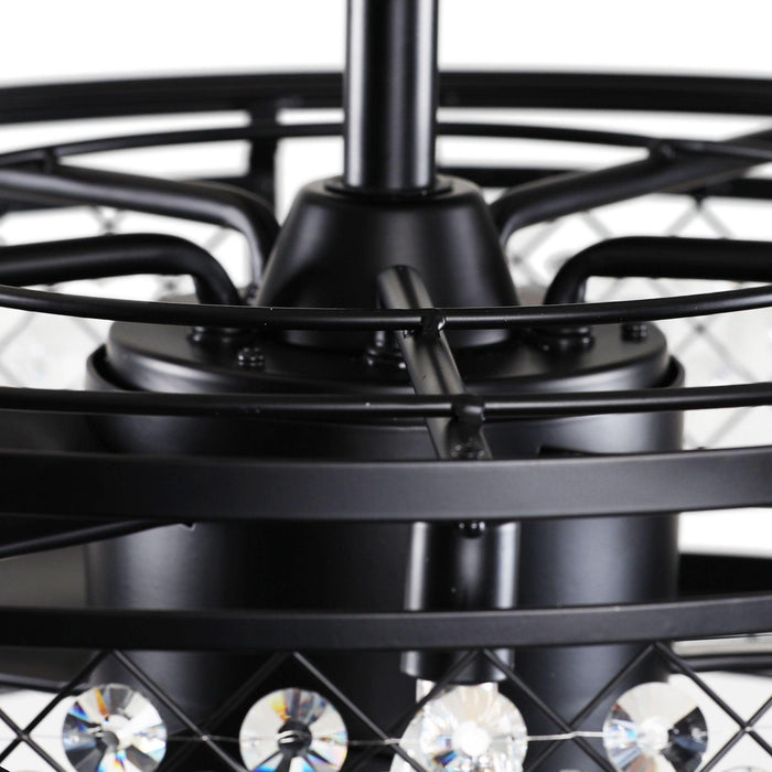 27" Wright Modern DC Motor Downrod Mount Reversible Crystal Ceiling Fan with Lighting and Remote Control - Sweatfully