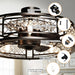 27" Wright Modern DC Motor Downrod Mount Reversible Crystal Ceiling Fan with Lighting and Remote Control - Sweatfully