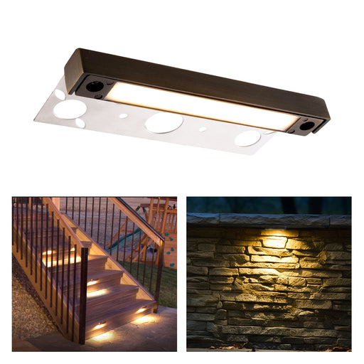 Gardenreet LED Hardscape Light,Cast Brass Housing,Integrated 3W 2700/3000K LED Light Source, LED Step Light, 7 Inches Long,Low Voltage 12V AC/DC (2701) - Sweatfully